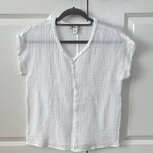 Coldwater Creek White Textured Gauze Blouse